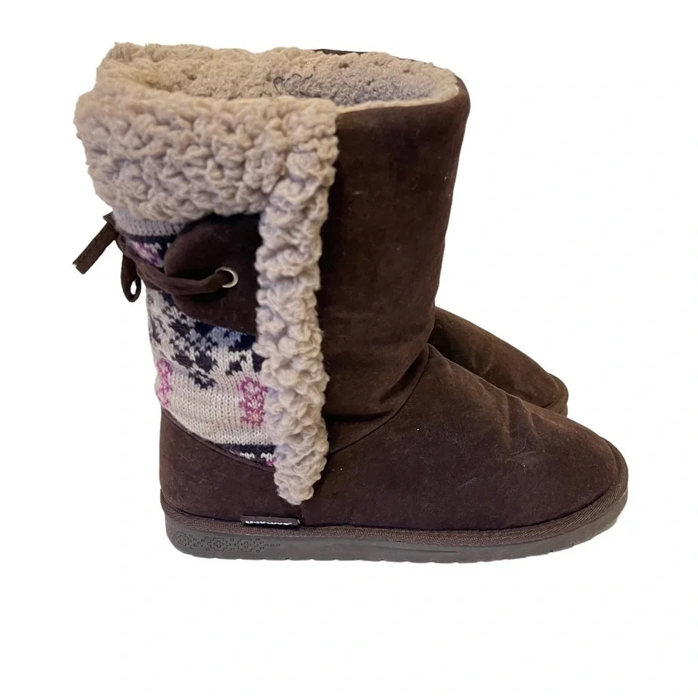Women’s Brown Suede MUK LUKS Winter Boots - Picture 5 of 7